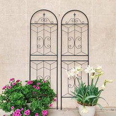 2 Pack Metal Garden Trellis 71" X 19.7" Rustproof Trellis For Climbing Plants Outdoor Flower Support Black