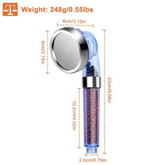 Ionic Filtration Shower Head High Pressure 3 Mode Stone