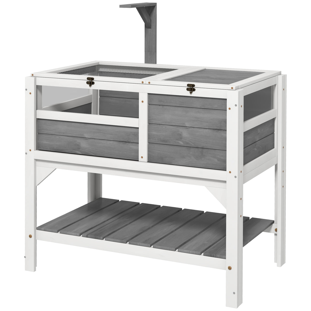 Tortoise Habitat with Shelf Storage Tortoise Gift Accessory with Weather Protection for Indoor, Light Gray