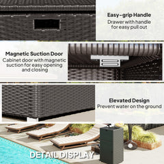 Outdoor Towel Rack For Pool W Drawer & Cabinet, Dark Brown