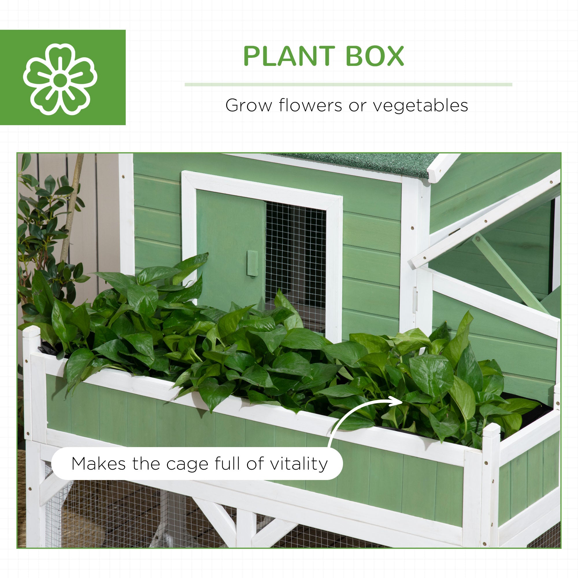 49" Small Chicken Coop Hen House with Garden Space, Chicken House Outdoor Run Cage with Weather Protection, 2-4 Birds, Green