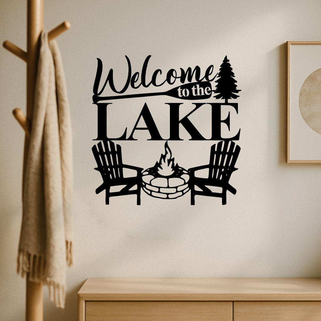 Welcome To The Lake Elegant Metal Wall Art