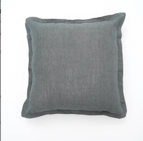 Linen Printed Cushion With Fringes  Brown