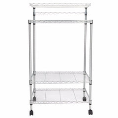 4-layer Powder Coated Wheeled Microwave Oven Rack, Stainless Steel