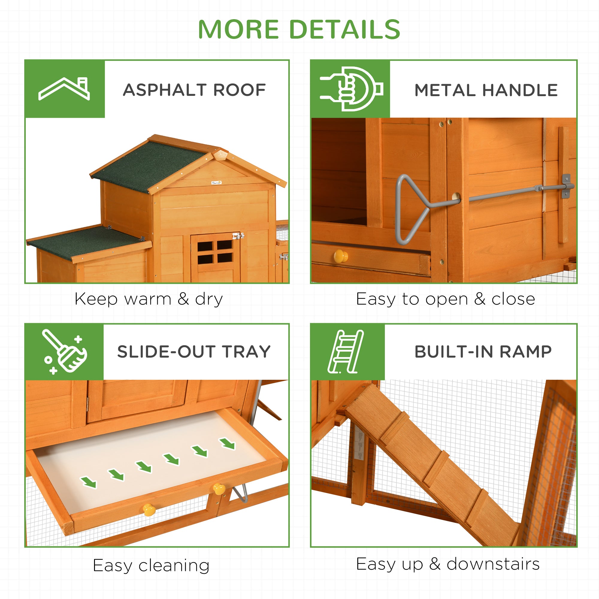 Extra Large Run Included Chicken Coop with Removable Tray Orange