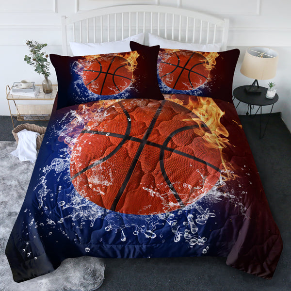 3pcs Water Fire Basketball Comforter Set Burning Fire Thin Bedding Duvet Game Summer Quilt Set Twin Size(temu Can Only Be Self-picked Up)