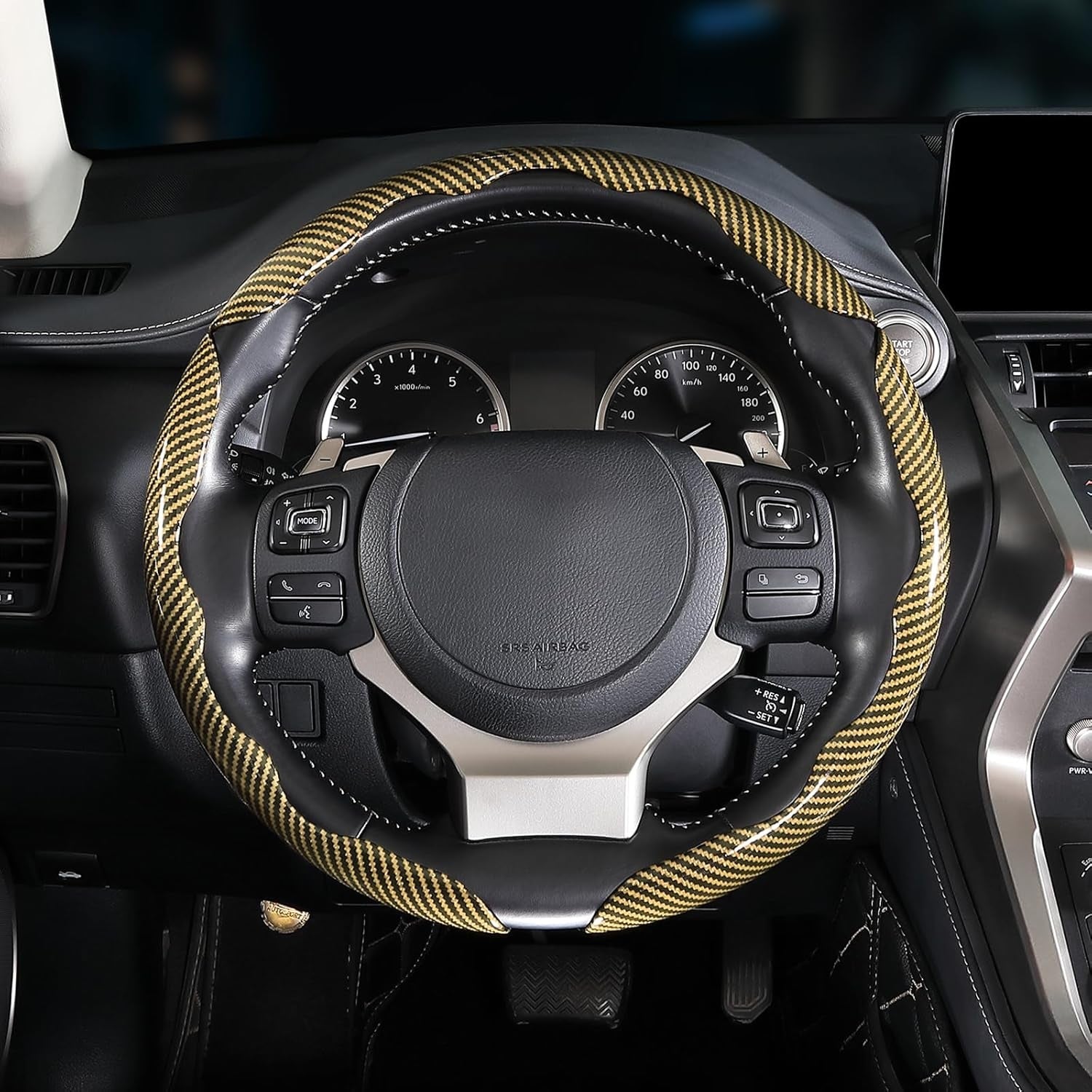 Carbon Fiber Steering Wheel Covers 3 Piece Clip On Steering Wheel Cover Yellow