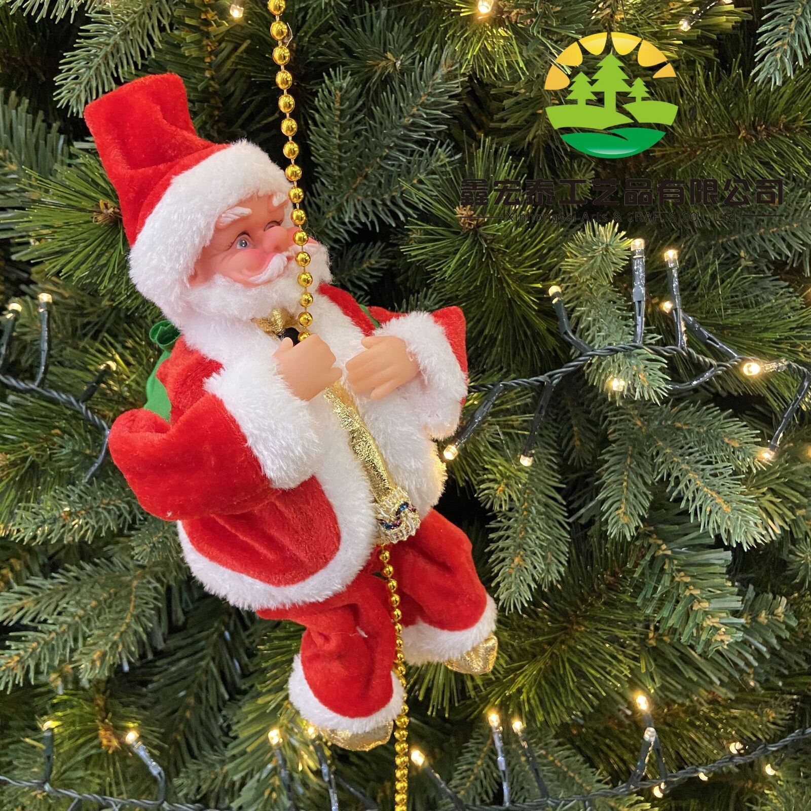 Electric Christmas Santa Claus Climbing Rope Ladder Musical Toy Xmas Gift Decor