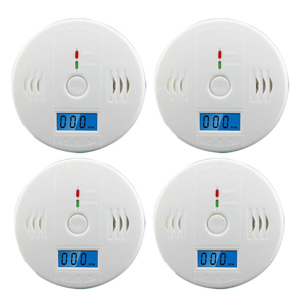 (4 Pack)LCD Display CO Carbon Monoxide Gas Detector Device Home Safety Alarm Detector (Logistics Only For USPS.TK/TMEU Only For Self-pickup)