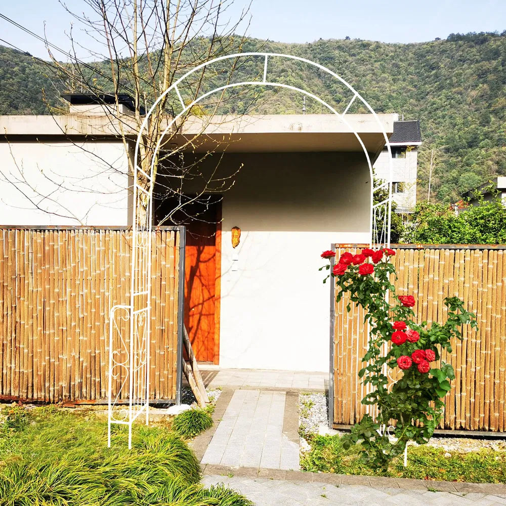 Metal Garden Arch W55'' X H94.5'' Garden Arbor Trellis Climbing Plants Support Rose Arch Outdoor Arch