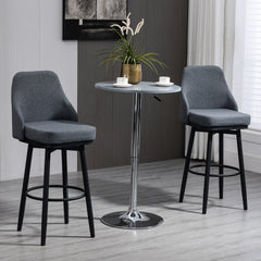 Modern Bar Stools, Set of 2 Swivel Kitchen Chairs, Dark Gray