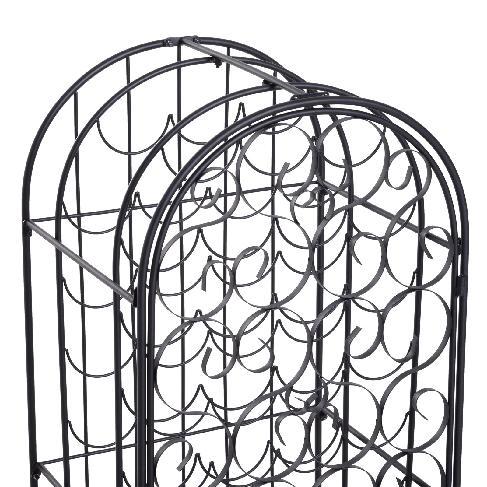 35 Bottle Wrought Iron Wine Rack Cabinet with Lock,  Black