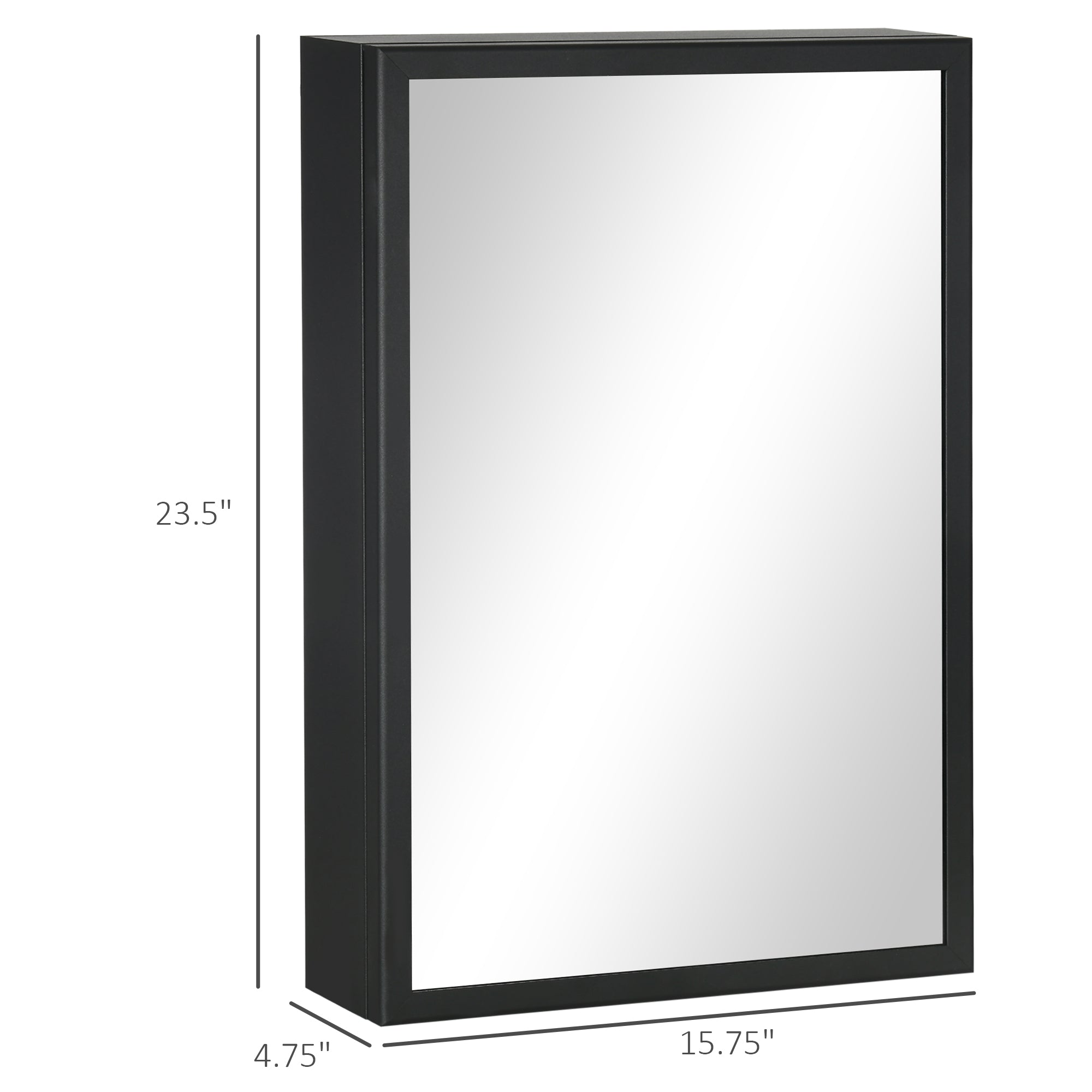 Wall-Mounted Medicine Cabinet with Mirror, Stainless Steel Bathroom Mirror Cabinet Wall Mounted with Storage Shelves for Living Room and Laundry Room, Black