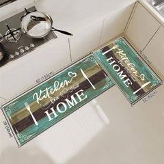 Boho Kitchen Rug Sets  2 Piece Washable Non-Slip Mats Teal 20x32 20x48 In