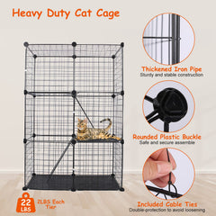Cat Cage DIY Indoor Pet House, Small Animal House. Detachable Playpen With 3 Doors And 3 Layers, Suitable For Kittens, Puppies, Rabbits