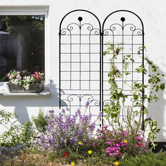 2 Pack Metal Garden Trellis For Climbing Plants Outdoor 86.7'' X 19.7'' Rustproof Plant Support Rose Trellis Netting Trellis Black