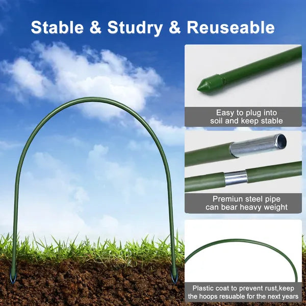 6PC 5ft*0.31inch Small Greenhouse Plastic Elbows, Garden Arch Support Accessories, Greenhouse Arch Pole Connecting Pipes, Support Fixtures
