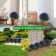 2 Packs Artificial Lavender Topiary Ball Trees UV Resistant Artificial Shrubs Fake Plants Evergreen Artificial Bush With Ground Spike For Indoor Outdoor Front Porch Garden