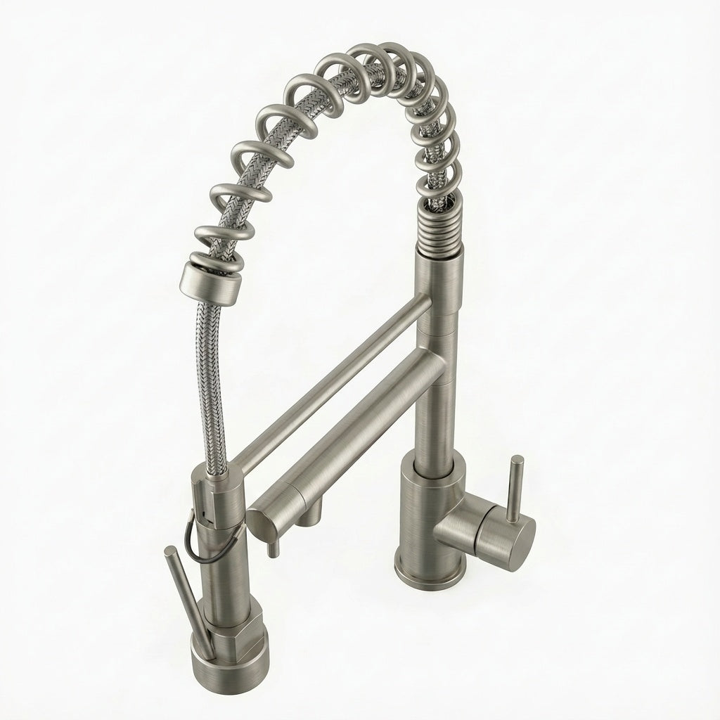 Touch Kitchen Faucet With Pull Down Sprayer, Single Handle Stainless Steel Spring Neck Kitchen Faucet, 2 Function Spray Head, Single Hole Installation, Brushed Nickel