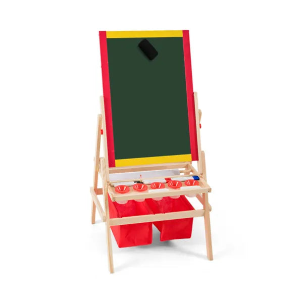 3-in-1 Kids Art Easel - Double-Sided Magnetic Board+Paper Roll, 26 Letter Magnets, Multicolor