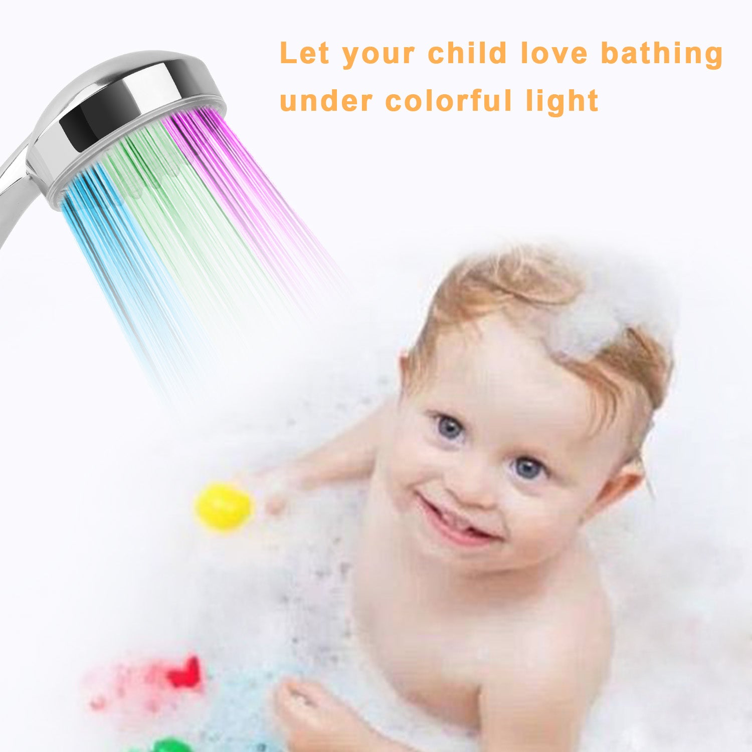 1Pc LED Shower Head Handheld Color-Changing Automatically Hydropower Without Batteries