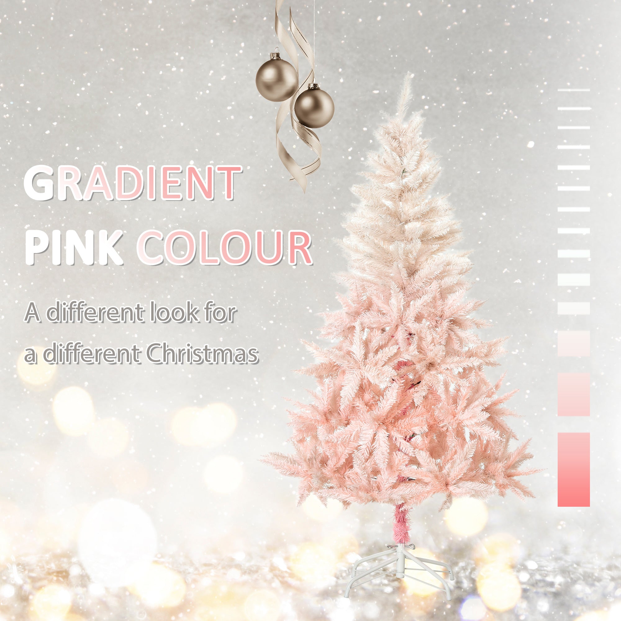 HOMCOM 6ft Unlit Spruce Artificial Christmas Tree With Realistic Branches And 800 Tips, Pink