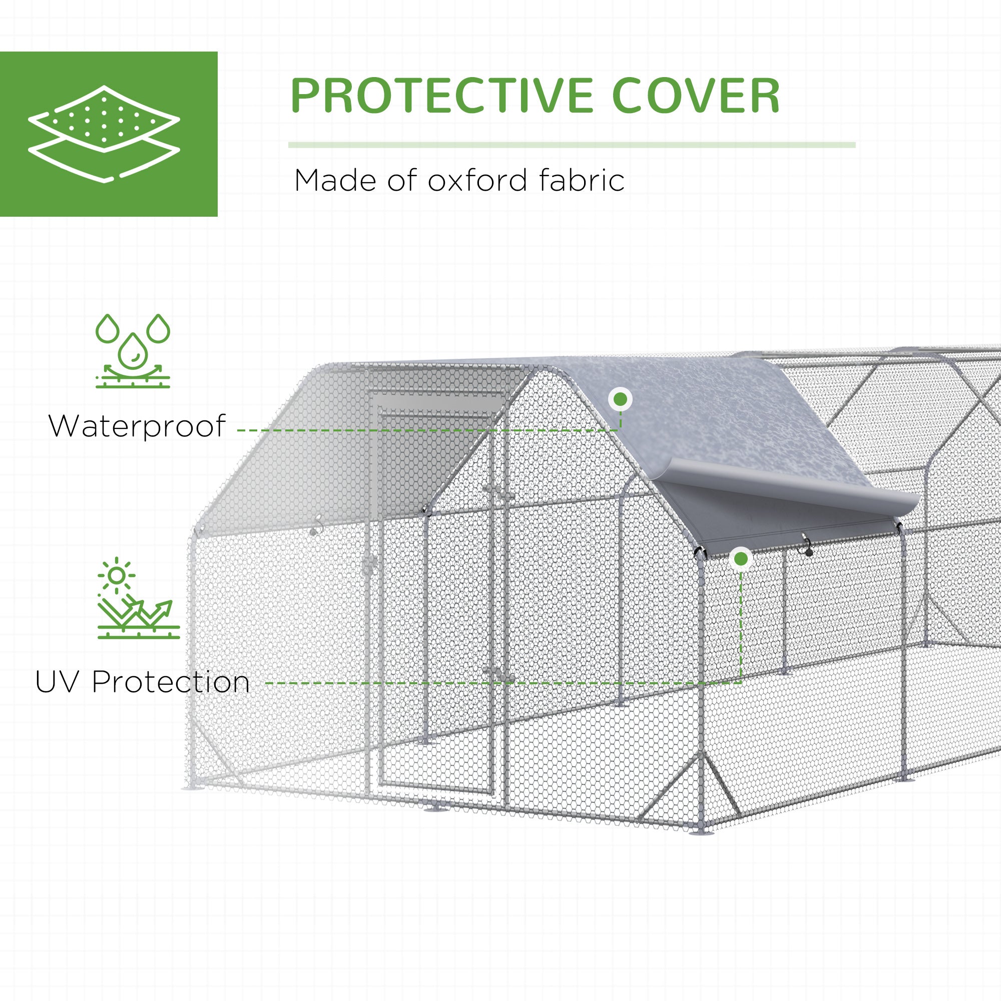 Large Chicken Coop Metal Chicken Run with Waterproof and Anti-UV Cover, Flat Shaped Walk in Fence Cage Hen House for Outdoor and Yard Farm Use, 1" Tube Diameter, 9.2' x 24.9' x 6.4'