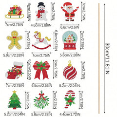 12 Sets Christmas Diamond Art Kits For Garden Decor Santa Claus Snowman Elk Gingerbread Man Stakes Diamond Painting Craft Happy Holiday Diamond Painting Kits For Xmas Garden Home Decoration