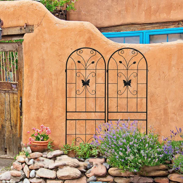 2 Pack Metal Garden Trellis 71" X 19.7" Rustproof Trellis For Climbing Plants Outdoor Flower Support Black