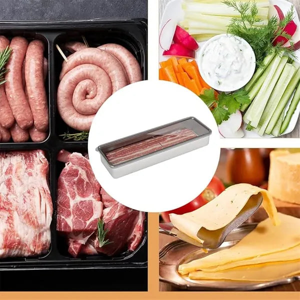 Bacon Container Stainless Steel Airtight Cheese Container Bacon Containers For Refrigerator Food Storage Containers With Lids Deli Meat Saver Bacon Holder 10.5 Inches Long
