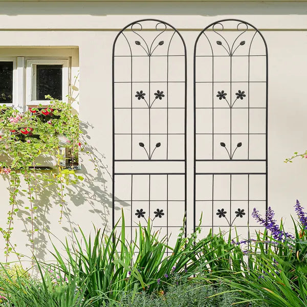 2 Pack Metal Garden Trellis 86.7" X 19.7" Rustproof Trellis For Climbing Plants Outdoor Flower Support Black