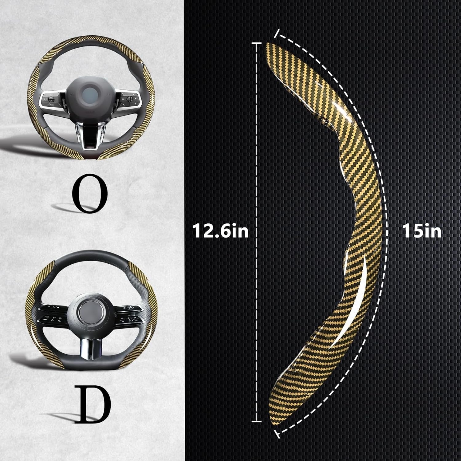 Carbon Fiber Steering Wheel Covers 3 Piece Clip On Steering Wheel Cover Yellow