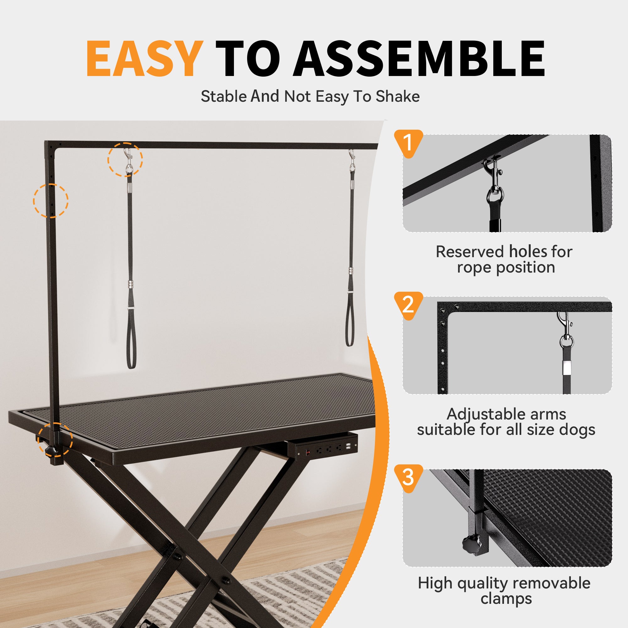 Height Adjustable Pet Grooming Table, Equipped With Leveling Wheels, Dog Grooming Arms, Anti Slip Tabletop, And Tool Organizer 50 Inches, Black, Prohibited Platform Temu