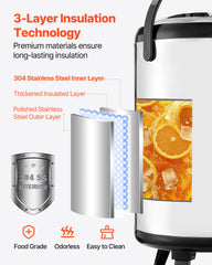Insulated Beverage Dispenser For Hot & Cold Drinks 3.2 Gal Stainless Steel