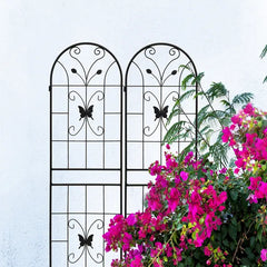 2 Pack Metal Garden Trellis 71" X 19.7" Rustproof Trellis For Climbing Plants Outdoor Flower Support Black