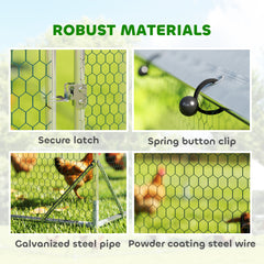 Large Metal Chicken Coop with Waterproof Cover, Roosting Bar, Nesting Box, 9.8' x 19.7' x 6.4'