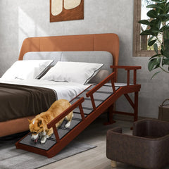 PawHut Wooden Dog Ramp With Removable Guardrails, Non-Slip Surface,, Brown