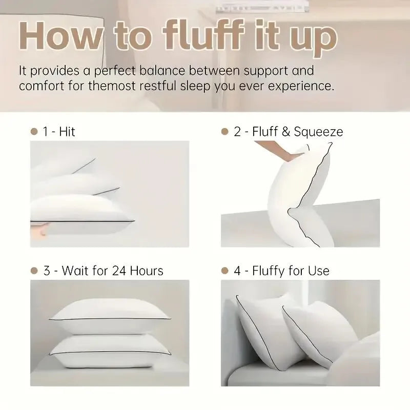 2 Pieces Bed Pillows Grey-KING