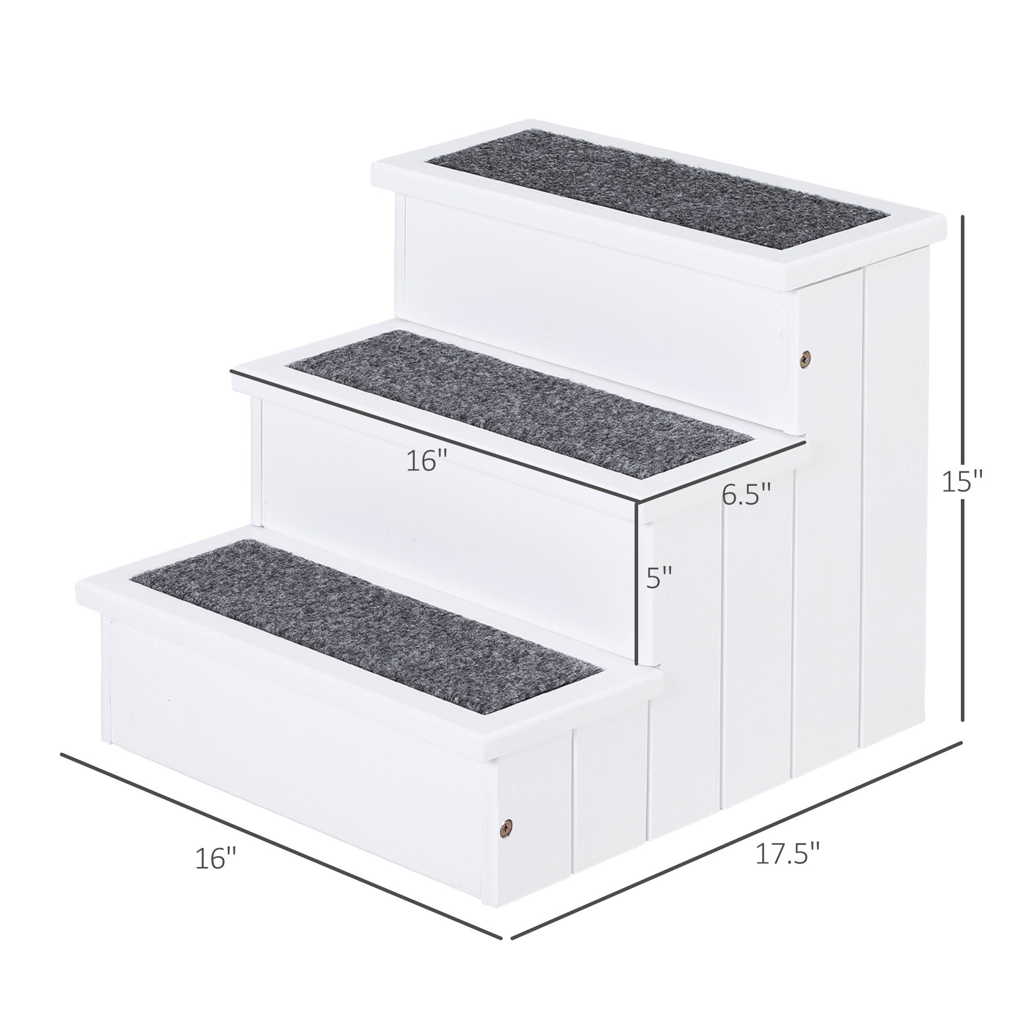3 Step Carpeted Non Slip Pet Stairs Ramp for Cats and Small Dogs