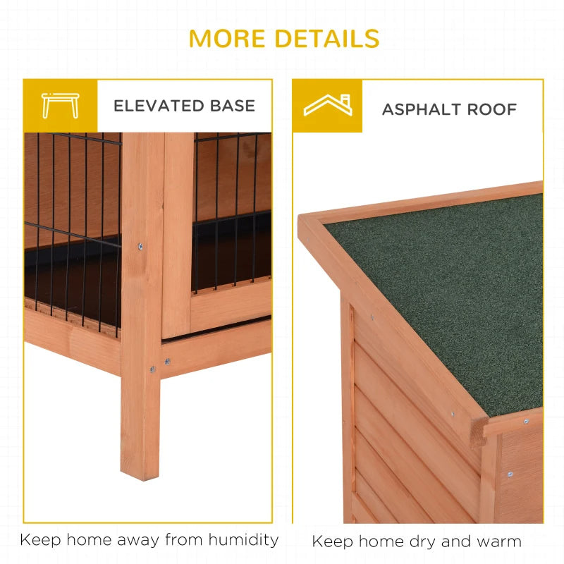 2-Story Large Rabbit Hutch Bunny Cage Wooden Pet House Small Animal Habitat With Lockable Doors, No Leak Tray And Waterproof Roof For Rabbits, Chickens, Ducks, Outdoor Indoor Natural