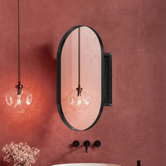 20x34 Inch Oval Recessed Metal Frame Bathroom Wall Cabinet With Mirror And Adjustable Shelves Unavailable Platforms- Temu
