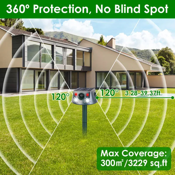 Ultrasonic Solar Animal Repeller Outdoor Mole Snake Squirrel Repellent Waterproof Bird Deer Dog Cat Deterrent With 6 Modes Motion Sensor Vibration Stake For Farm Garden Yard