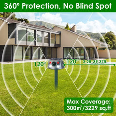 Ultrasonic Solar Animal Repeller Outdoor Mole Snake Squirrel Repellent Waterproof Bird Deer Dog Cat Deterrent With 6 Modes Motion Sensor Vibration Stake For Farm Garden Yard