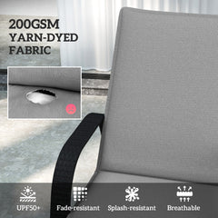Foldable Chaise Lounge Cushion Set Of 2, Outdoor Lounge Chair Cushion Set, 200gsm Fabric, 76 X 23, Gray