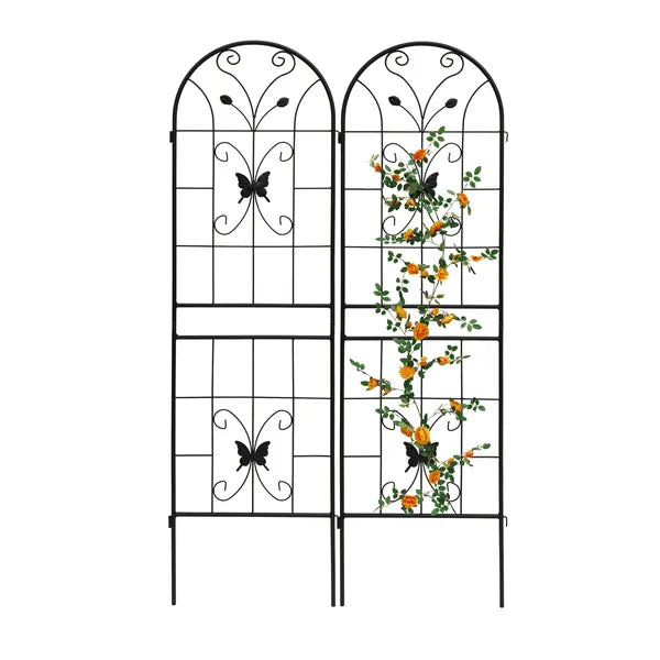 2 Pack Metal Garden Trellis 71" X 19.7" Rustproof Trellis For Climbing Plants Outdoor Flower Support Black