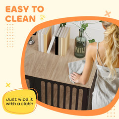 Dog Crate Furniture W Anti-Chew Resistant Mesh, Anti-Escape Single Door, For Large Dogs, Walnut Brown