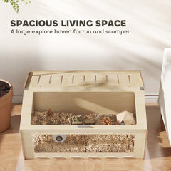 39 Inch Hamster Cage Habitat With Acrylic Window & Openable Top For Hamster, Gerbil, Guinea Pig, Rat, Oak