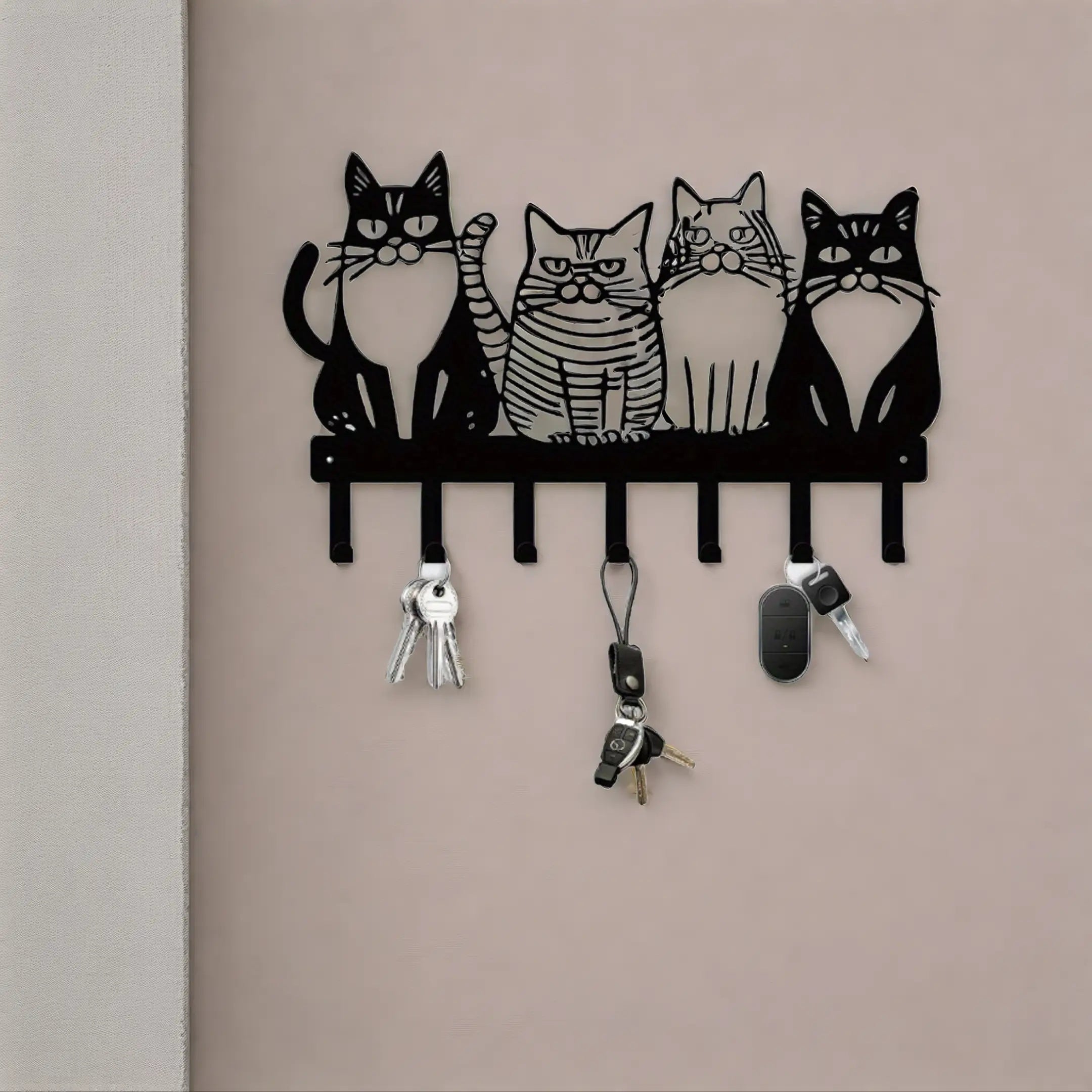 Adorable Cat Wall Hooks Set - Cute & Practical Kitty Decor For Farmhouse