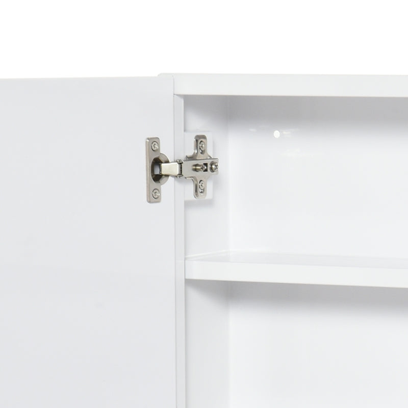 Kleankin Bathroom Mirrored Cabinet, Steel Frame Medicine Cabinet, Wall-Mounted Storage Organizer With Double Doors, White