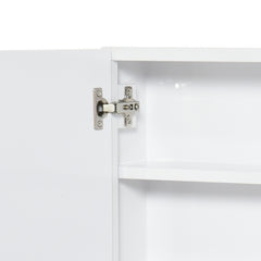 Kleankin Bathroom Mirrored Cabinet, Steel Frame Medicine Cabinet, Wall-Mounted Storage Organizer With Double Doors, White